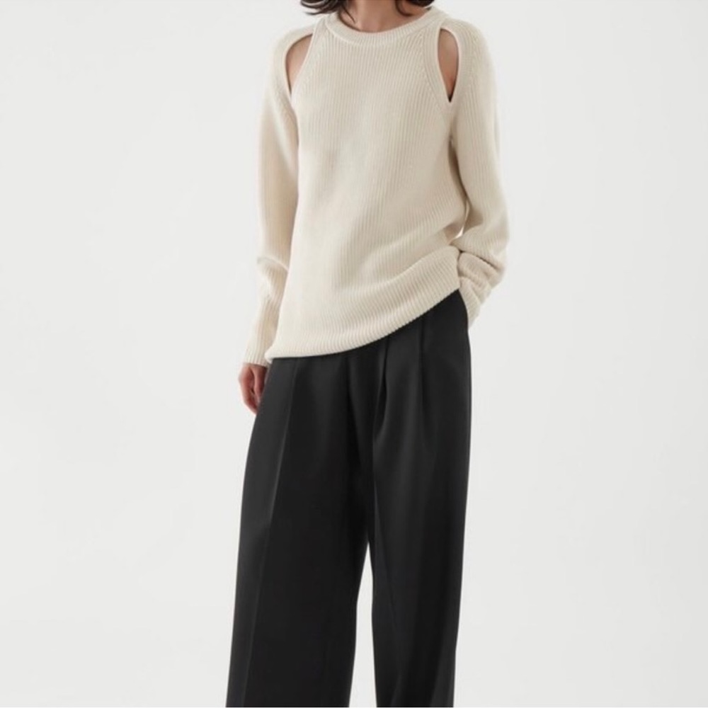 COS Ivory Cutout Crew Neck Sweater